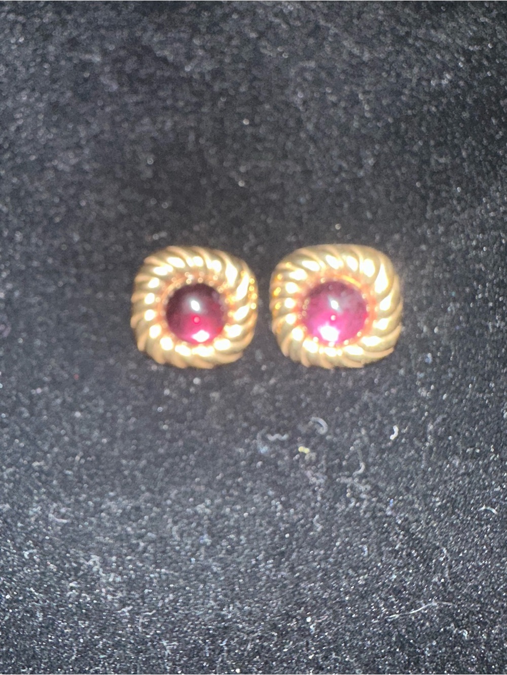 Gold-Tone Purple Cabochon Stud Earrings